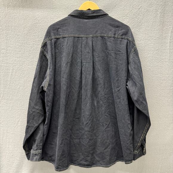 Marithe + Francois Girbaud Shirt Mens XL Black Denim Wash Button Up Vintage - Picture 3 of 9